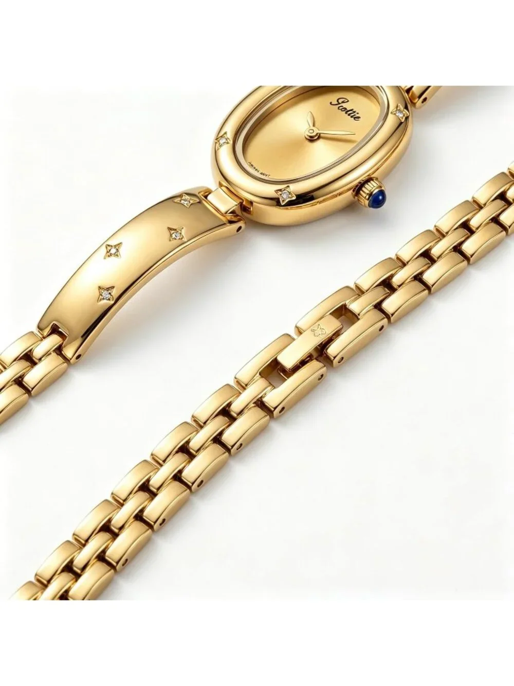 Women's White Quartz Oval Crystal Waterproof Fashion Luxury Ladies Wrist Watch